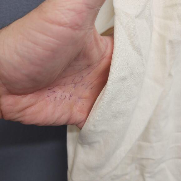 Old Navy Shirt Dress XXL Tall Cream Linen Blend Short Sleeve Button Front Pocket - Picture 6 of 10